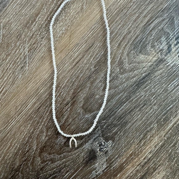 Lucky Brand Clear Crystal Beaded Necklace with Gold Horseshoe with CZ accents - Picture 6 of 7